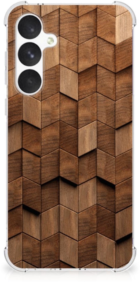 Stevig Telefoonhoesje voor Samsung Galaxy A55 Wooden Cubes