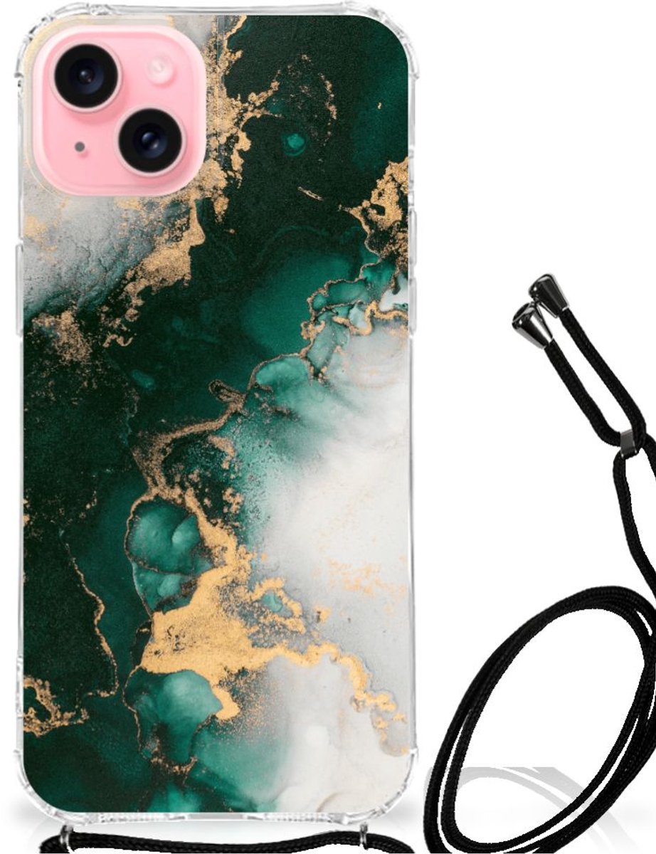 Anti-Shock Hoesje voor iPhone 15 Plus Marmer Groen