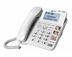 Téléphone fixe Geemarc CL595 filaire : Téléphone parfait pour seniors avec répondeur et grosses touches, bouton SOS & détection de chute