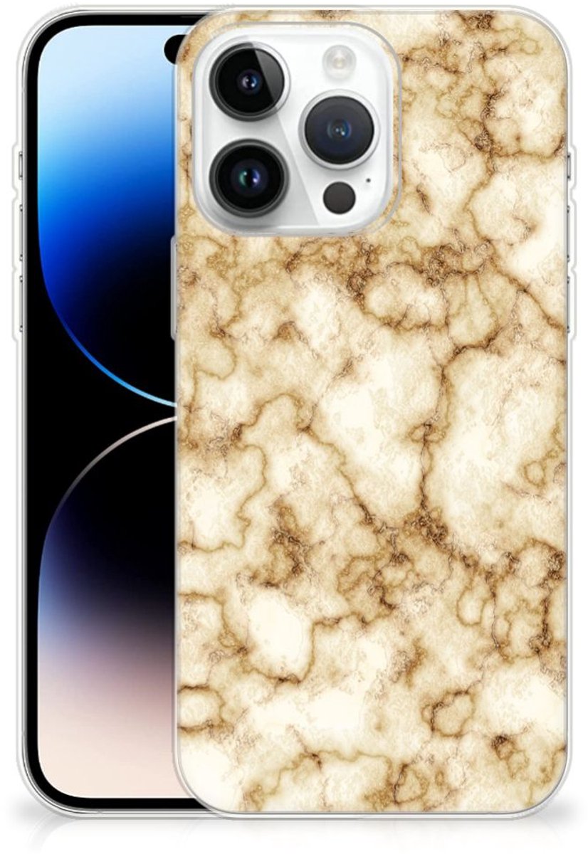 iPhone 14 Pro Max TPU Siliconen Hoesje Marmer Goud