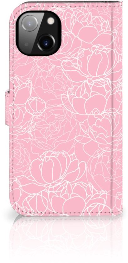 Coque Téléphone iPhone 14 Max Portefeuille pour Fleurs Blanches