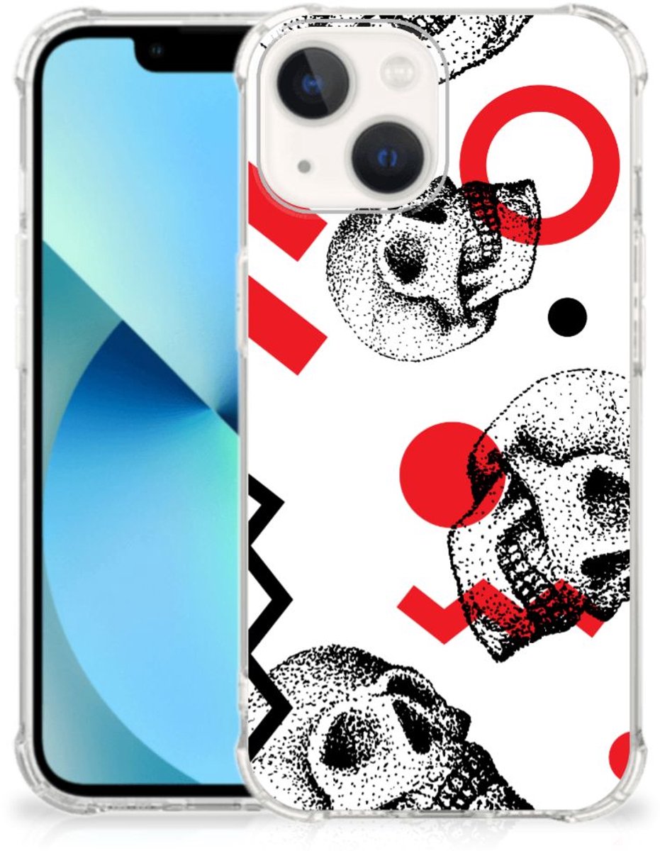 TPU Case Anti-Shock voor Extreme Case iPhone 13 mini Skull Red