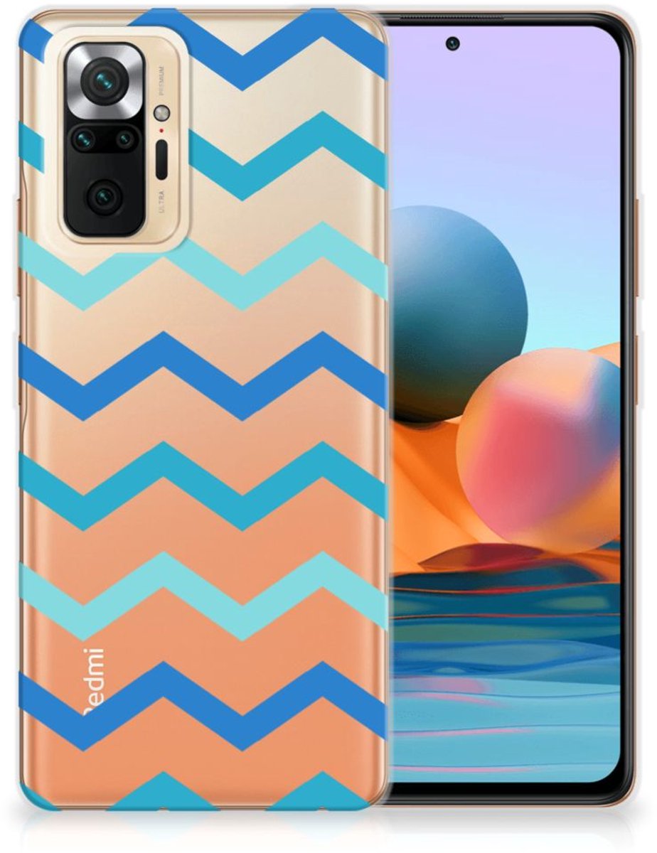 Back Cover voor Xiaomi Redmi Note 10 Pro TPU bumper Zigzag Blauw