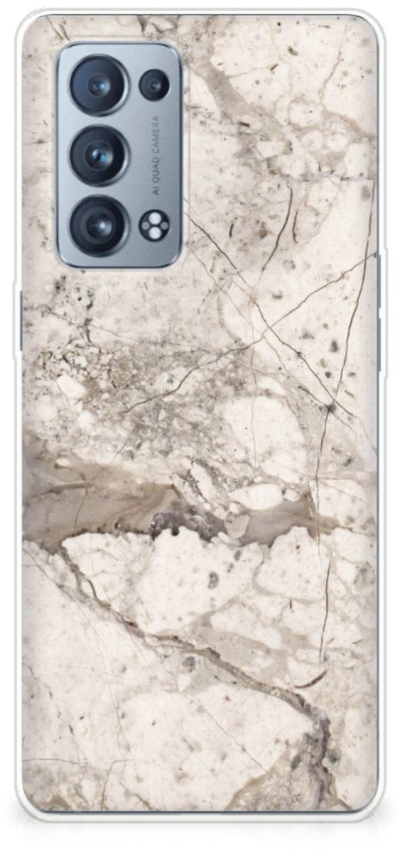 OPPO Reno 6 Pro Plus 5G TPU Siliconen Hoesje Marmer Beige