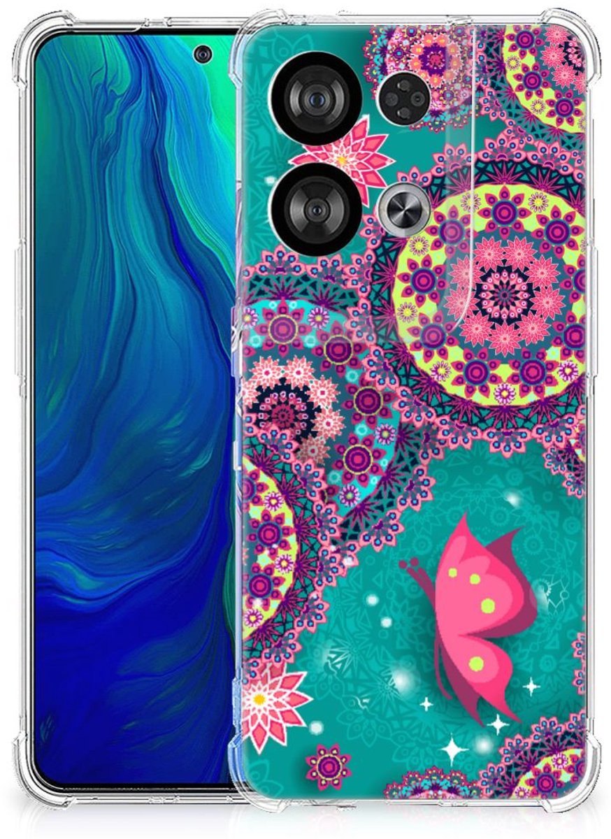 OPPO Reno8 Back Cover Cirkels en Vlinders