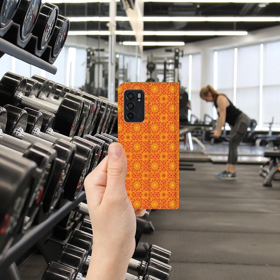 Coque Téléphone OPPO Reno6 5G Etui Portefeuille Batik Orange