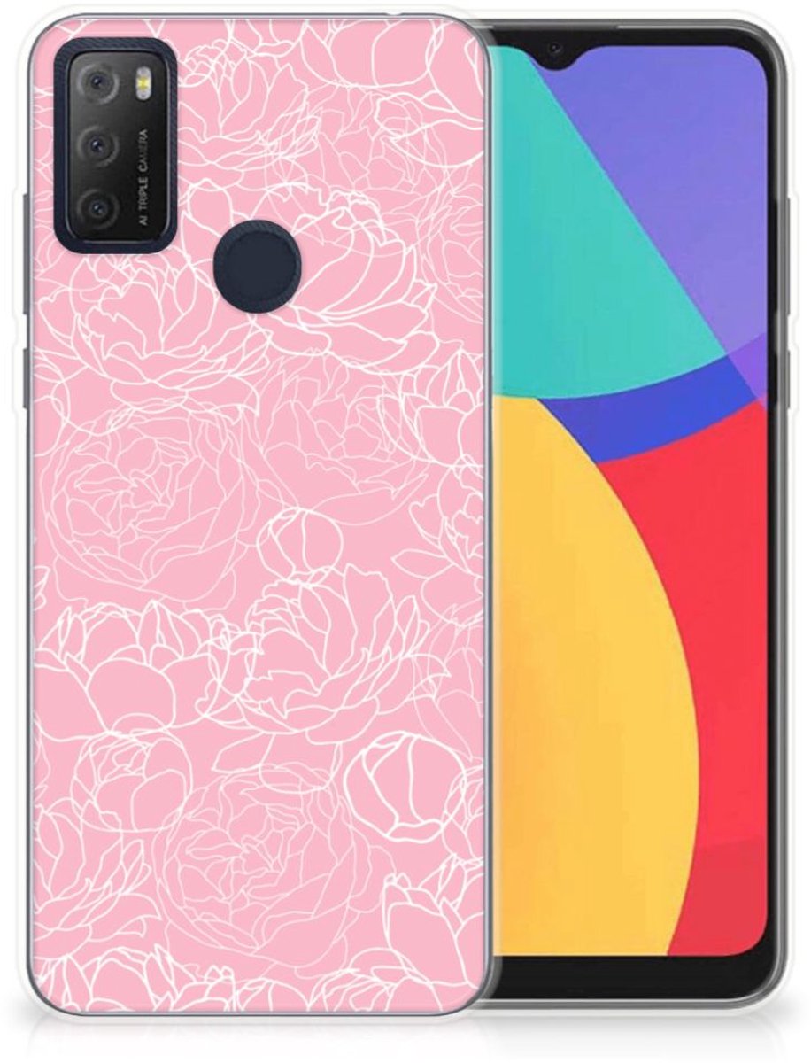 Alcatel 1S (2021) TPU Case White Flowers