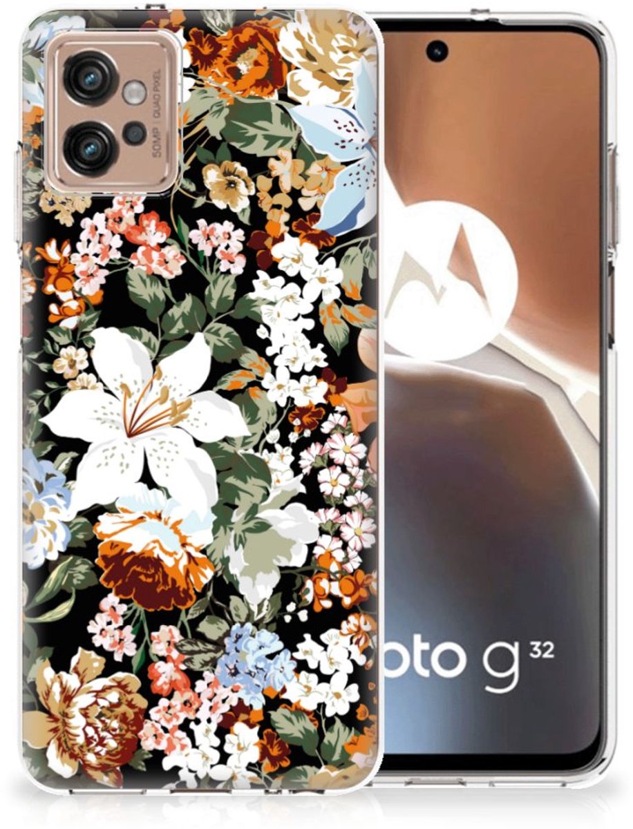 TPU Case voor Motorola Moto G32 Dark Flowers