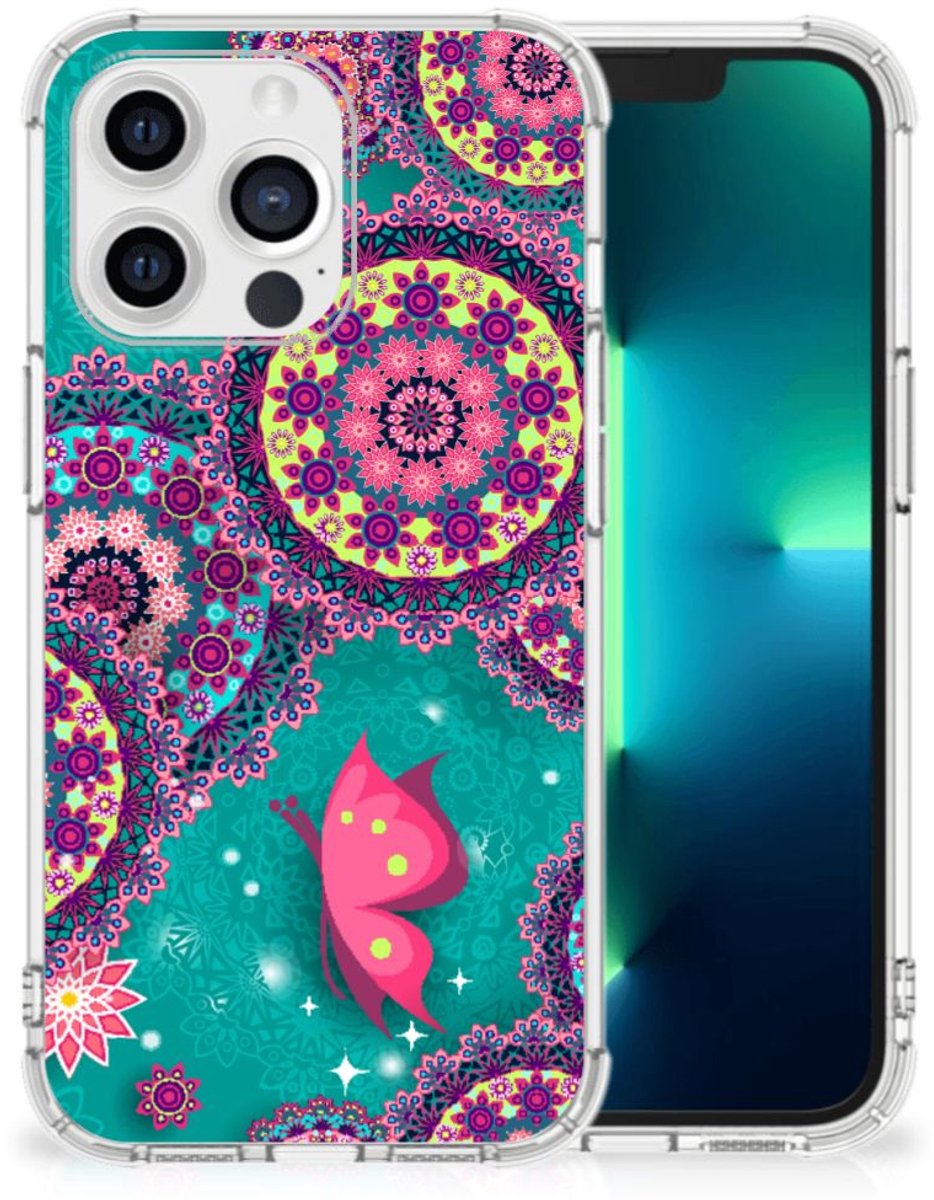 Apple iPhone 13 Pro Back Cover Cirkels en Vlinders