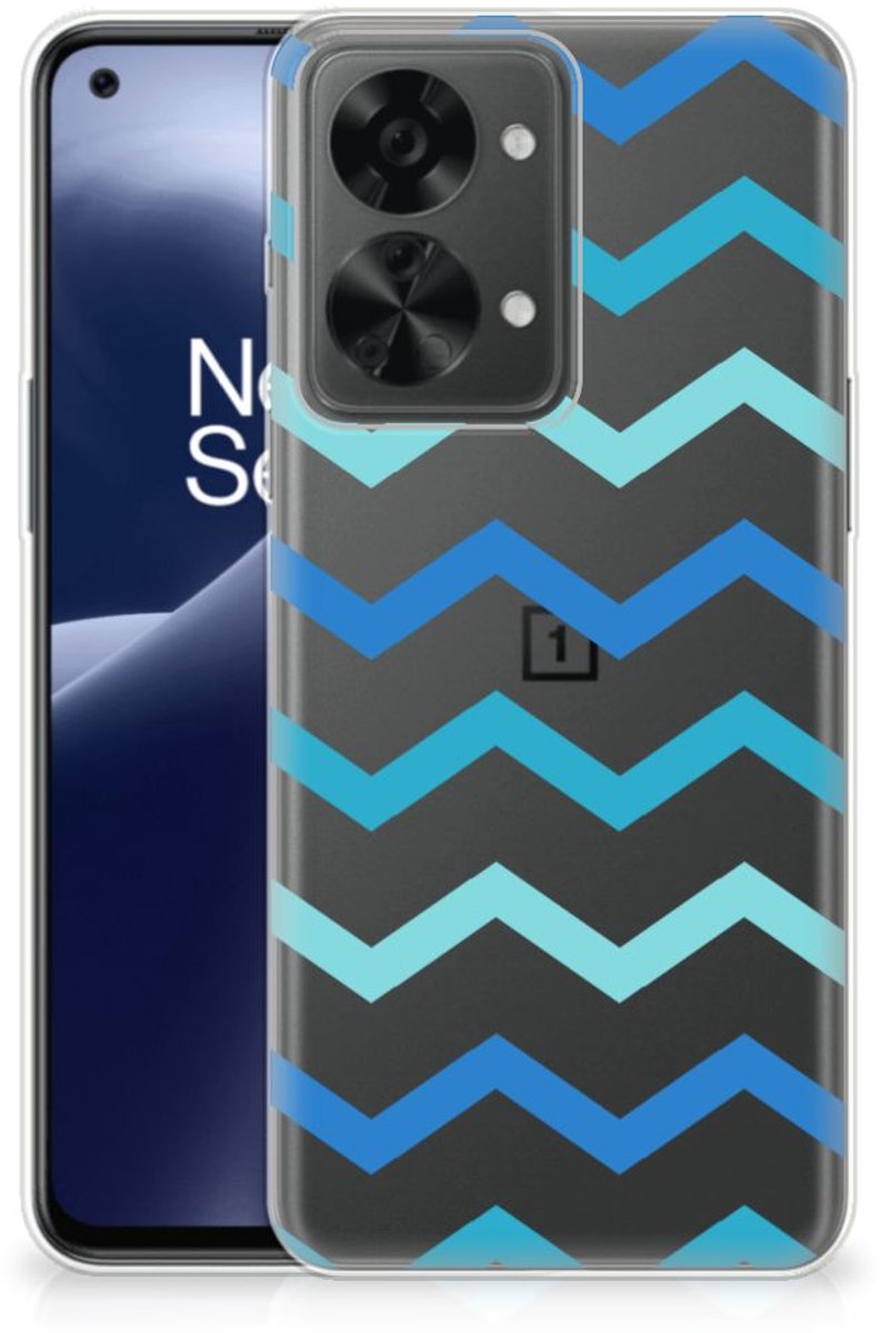 OnePlus Nord 2T TPU bumper Zigzag Blauw
