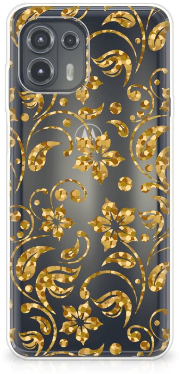 Motorola Edge 20 Lite TPU Case Gouden Bloemen