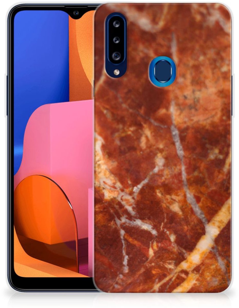 Samsung Galaxy A20s TPU Siliconen Hoesje Marmer Bruin