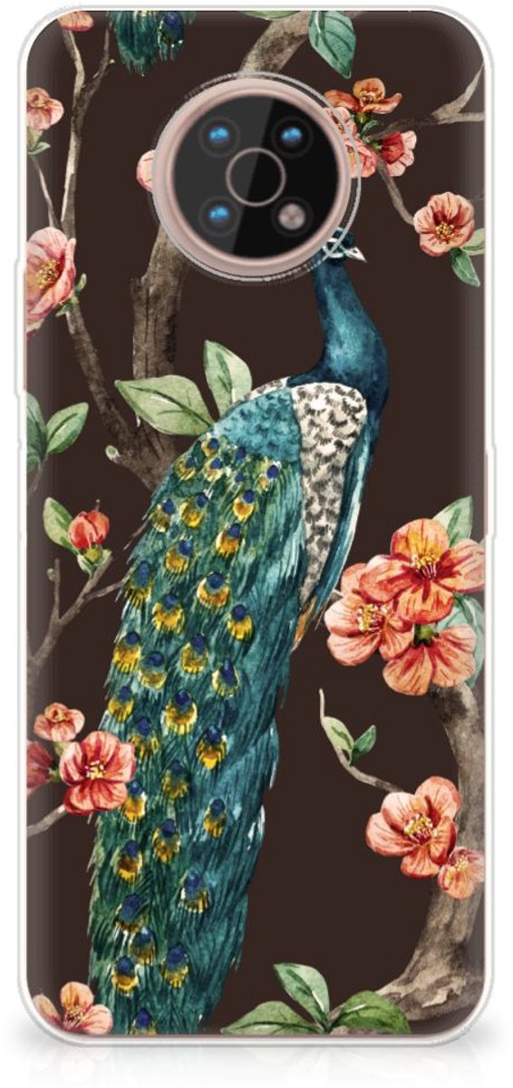 Nokia G50 TPU Hoesje Pauw met Bloemen
