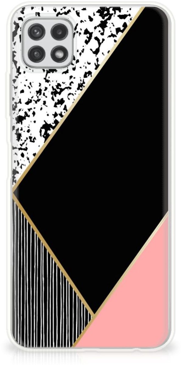 Samsung Galaxy A22 5G TPU Hoesje Zwart Roze Vormen