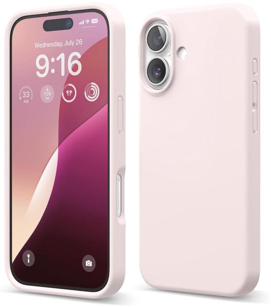 Solid hoesje Soft Touch Liquid Silicone Flexible TPU Rubber - Geschikt voor: iPhone 16 - Lichtroze