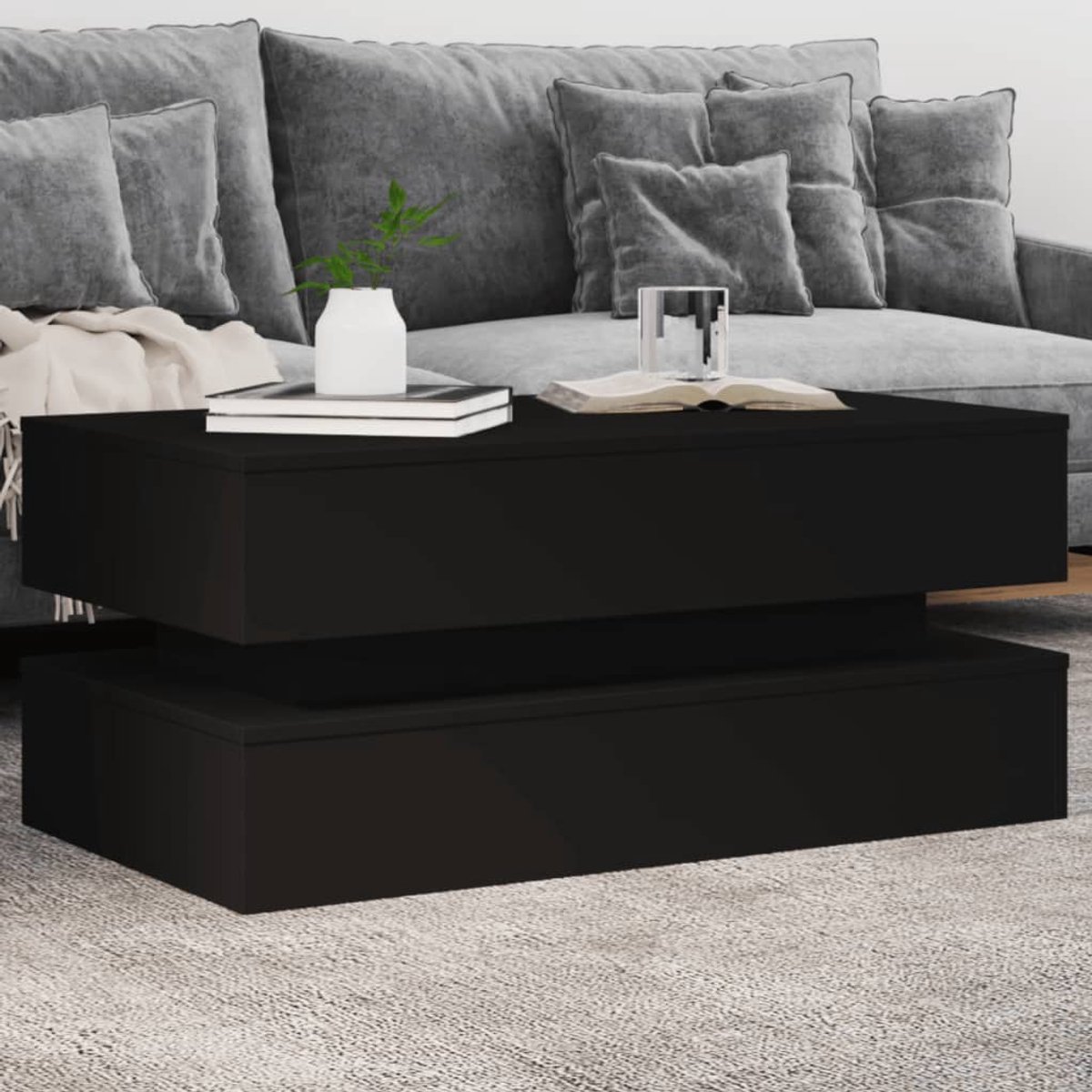 vidaXL Salontafel met LED-verlichting 90x50x40 cm betongrijs, bijzettafel, woonkamertafel, middentafel, salontafel, salontafel, accenttafel