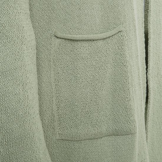 Cardigan long tricoté Ella de Knit Factory - Cardigan tricoté pour femme - Cardigan long au-dessus du genou - Cardigan Zwart pour femme composé de 30 % de laine et 70 % d'acrylique - Vert Sage - 40/42