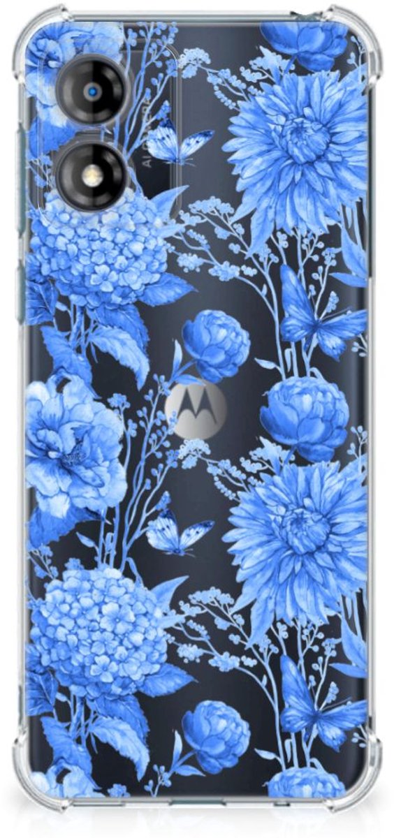 Case voor Motorola Moto E13 Flowers Blue