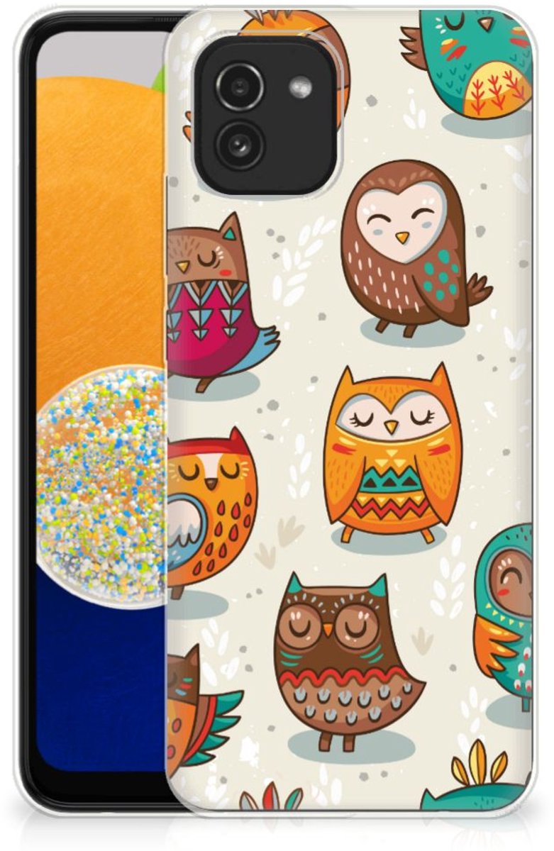 Samsung Galaxy A03 TPU Hoesje Vrolijke Uilen