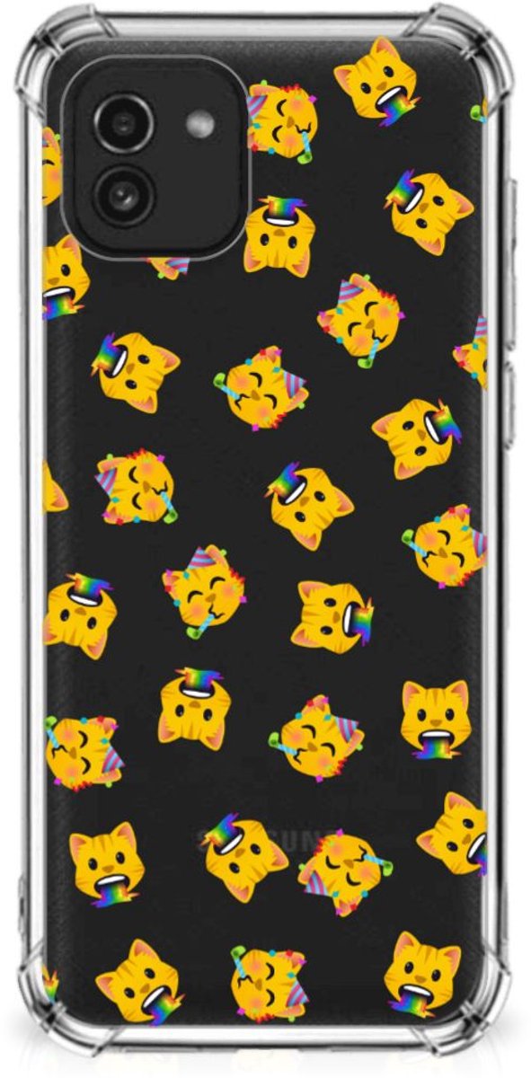Doorzichtige Silicone Hoesje voor Samsung Galaxy A03 Katten Emojis
