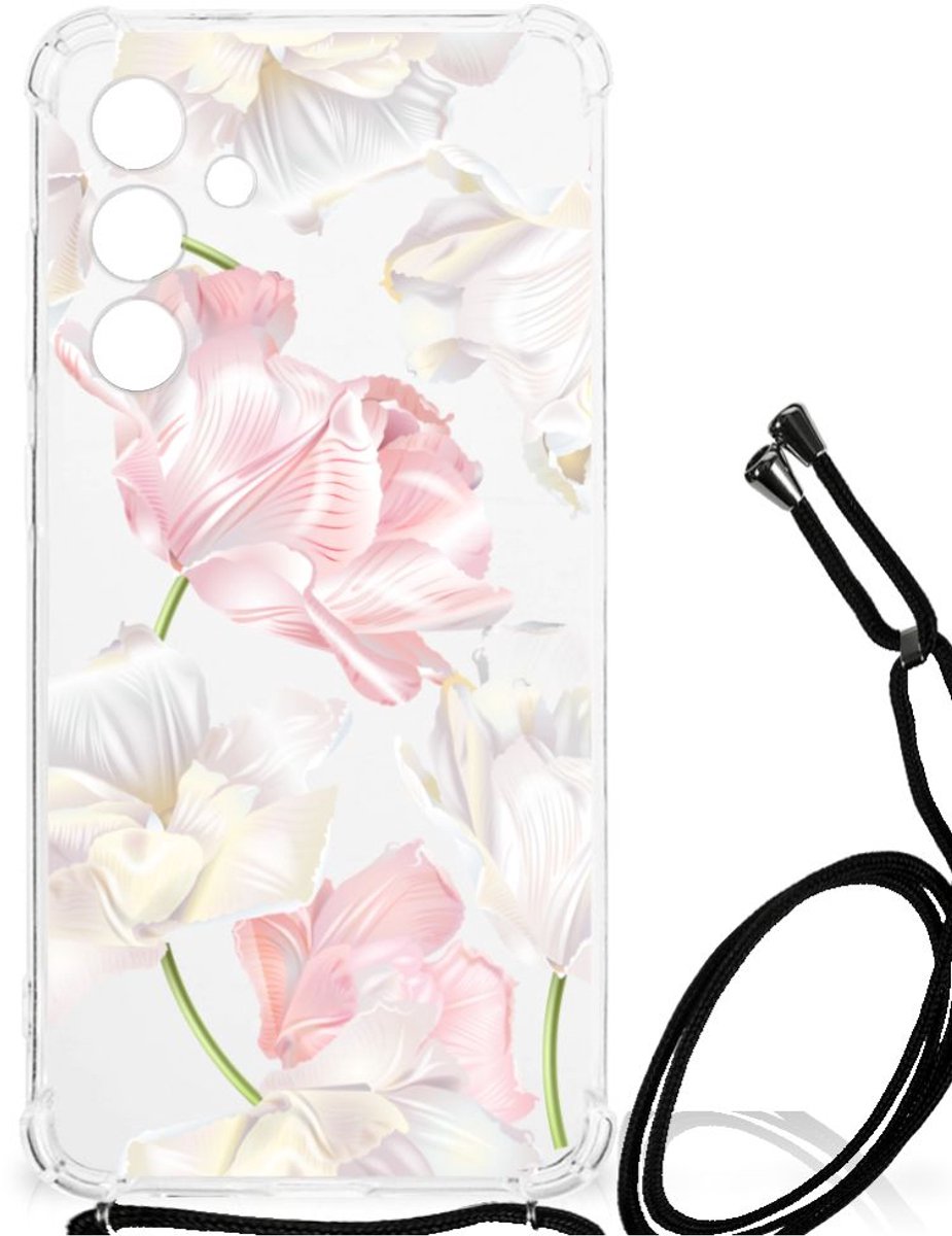 TPU Case Anti-Shock met Koord voor Samsung Galaxy A55 Case Lovely Flowers