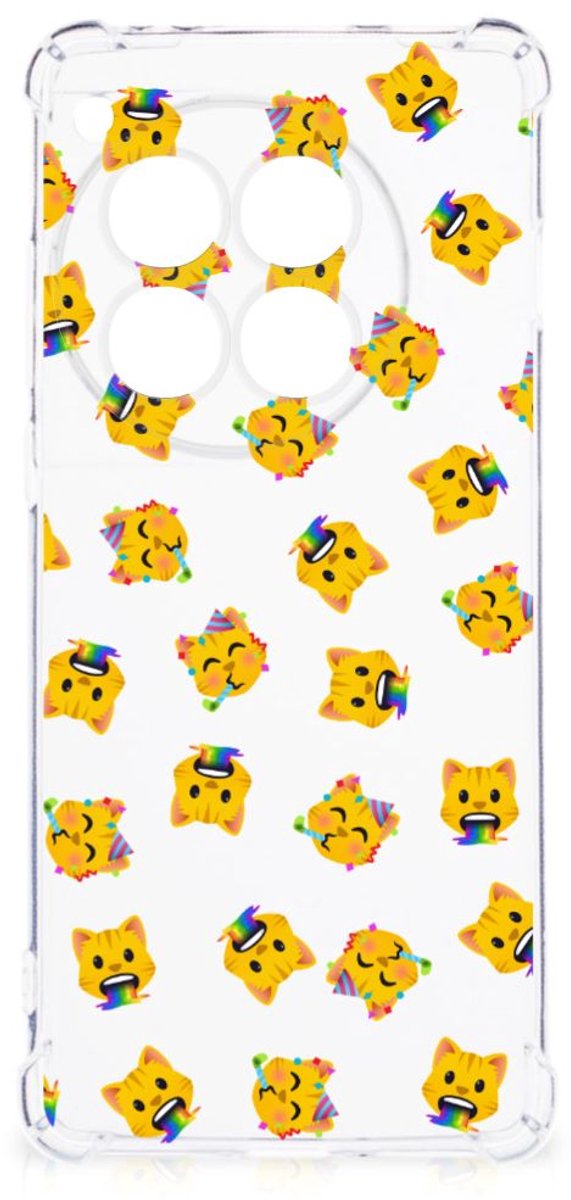 Doorzichtige Silicone Hoesje voor OnePlus 12 Katten Emojis