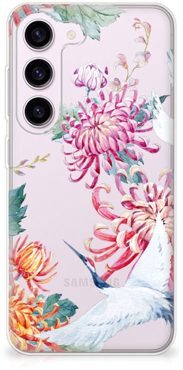 Samsung Galaxy S23 TPU Hoesje Bird Flowers
