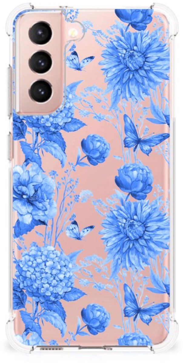 Case voor Samsung Galaxy S21 FE Flowers Blue