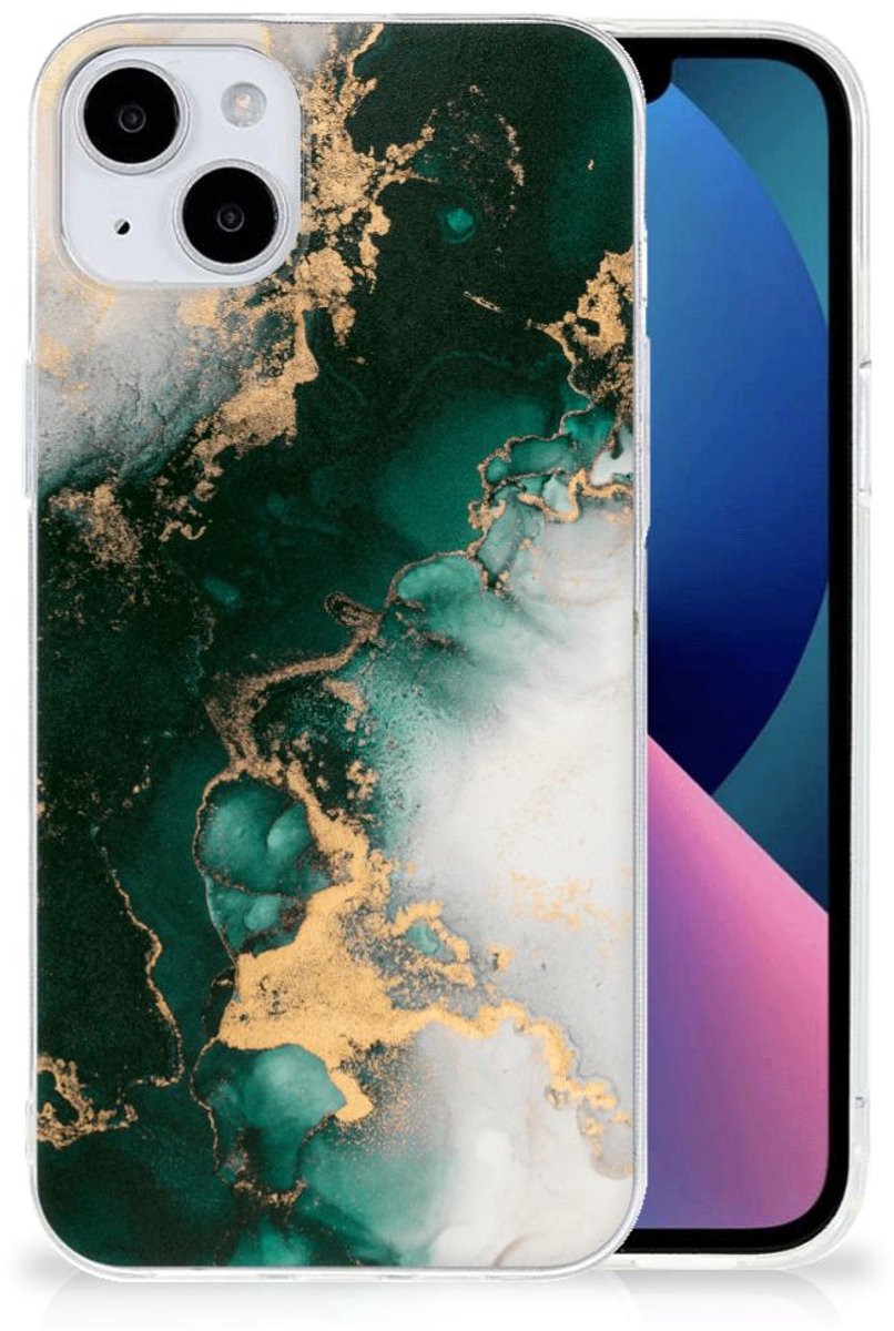 TPU Siliconen Hoesje voor iPhone 15 Plus Marmer Groen
