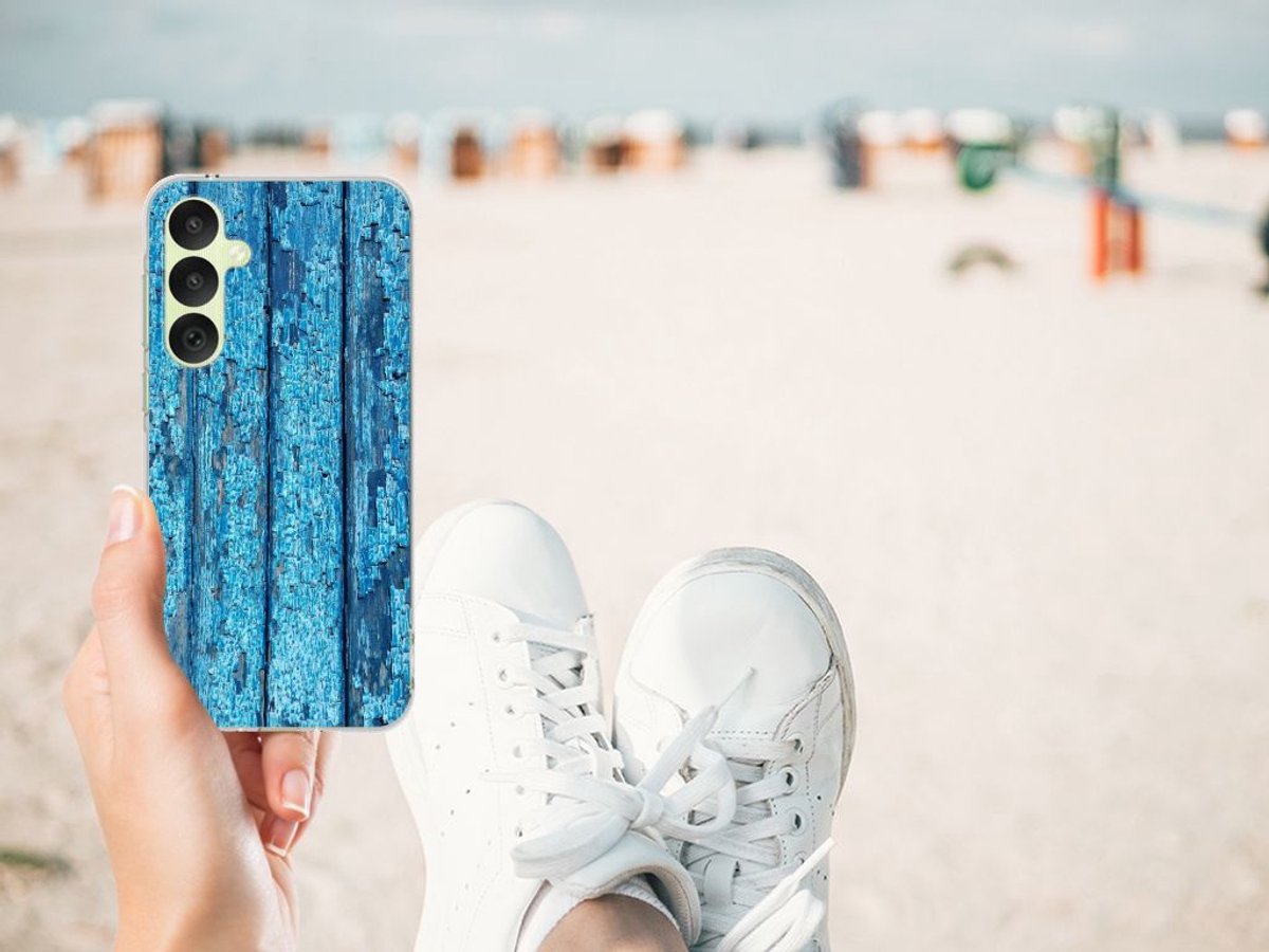 Samsung Galaxy A35 Bumper Hoesje Wood Blue