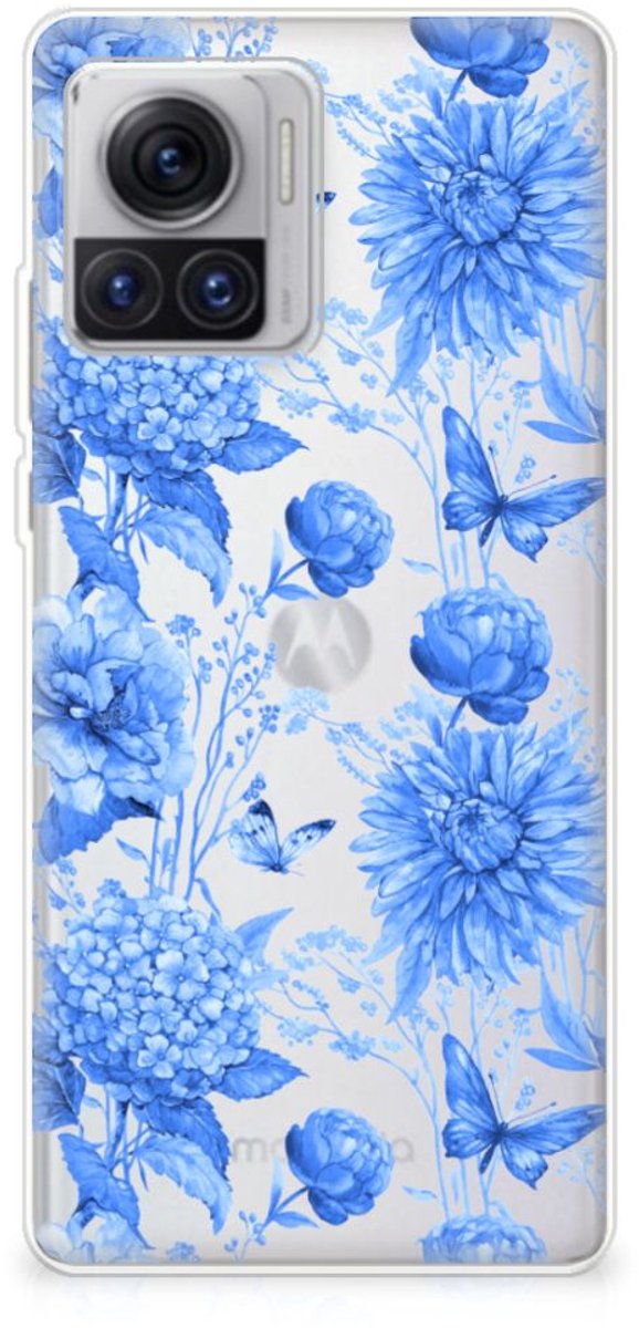 TPU Case voor Motorola Moto X30 Pro Flowers Blue