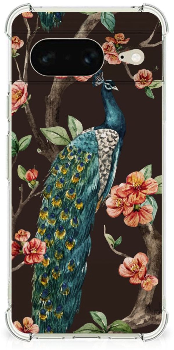 Google Pixel 8 Case Anti-shock Pauw met Bloemen