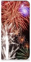 Étui tendance avec support Samsung Galaxy A55, motif feux d'artifice