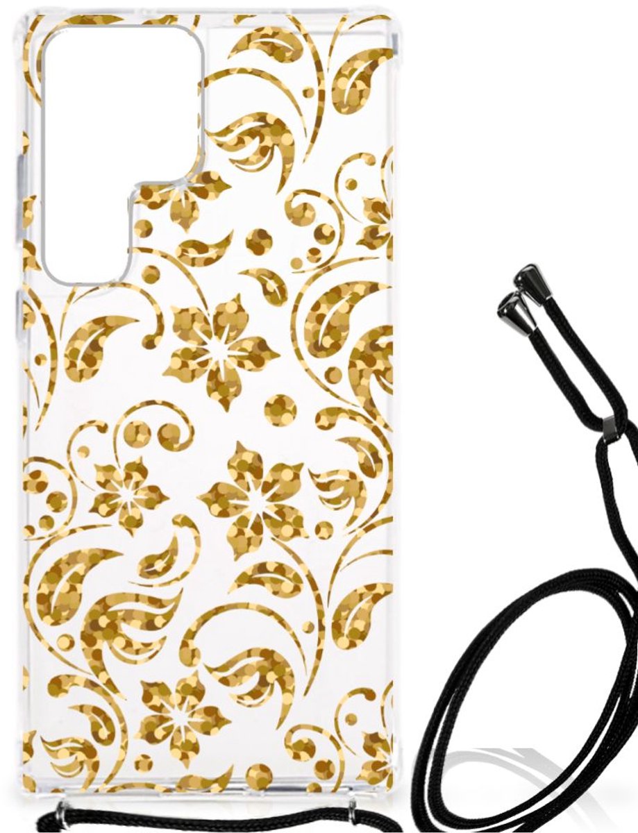 Samsung Galaxy S23 Ultra Case Gouden Bloemen