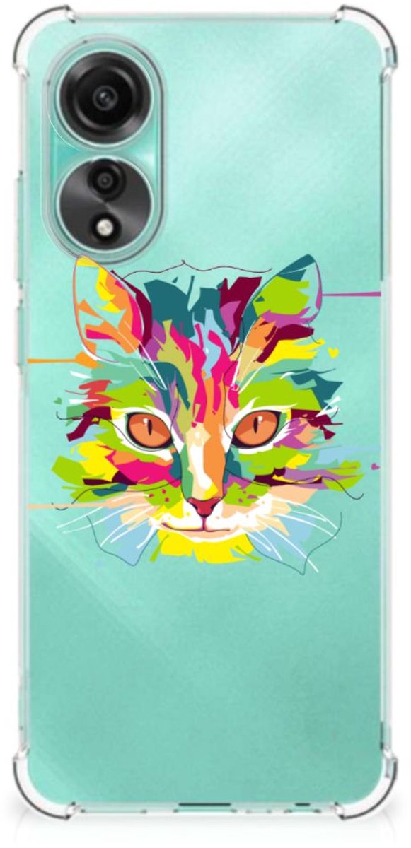 OPPO A78 4G Stevig Bumper Hoesje Cat Color