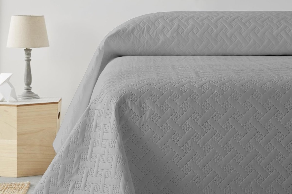 Azalia sprei voor 90 cm - sprei Bouti bed - lente en zomer - 180 x 260 cm - grijs