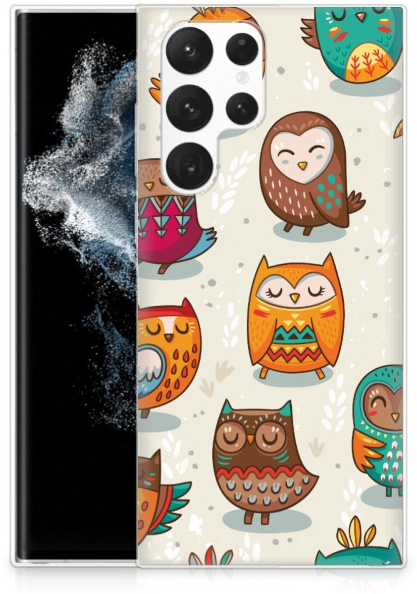 Samsung Galaxy S22 Ultra TPU Hoesje Vrolijke Uilen