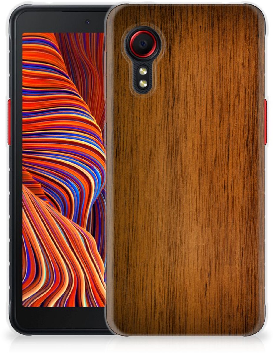 Back Cover voor Samsung Galaxy Xcover 5 Bumper Hoesje Donker Hout