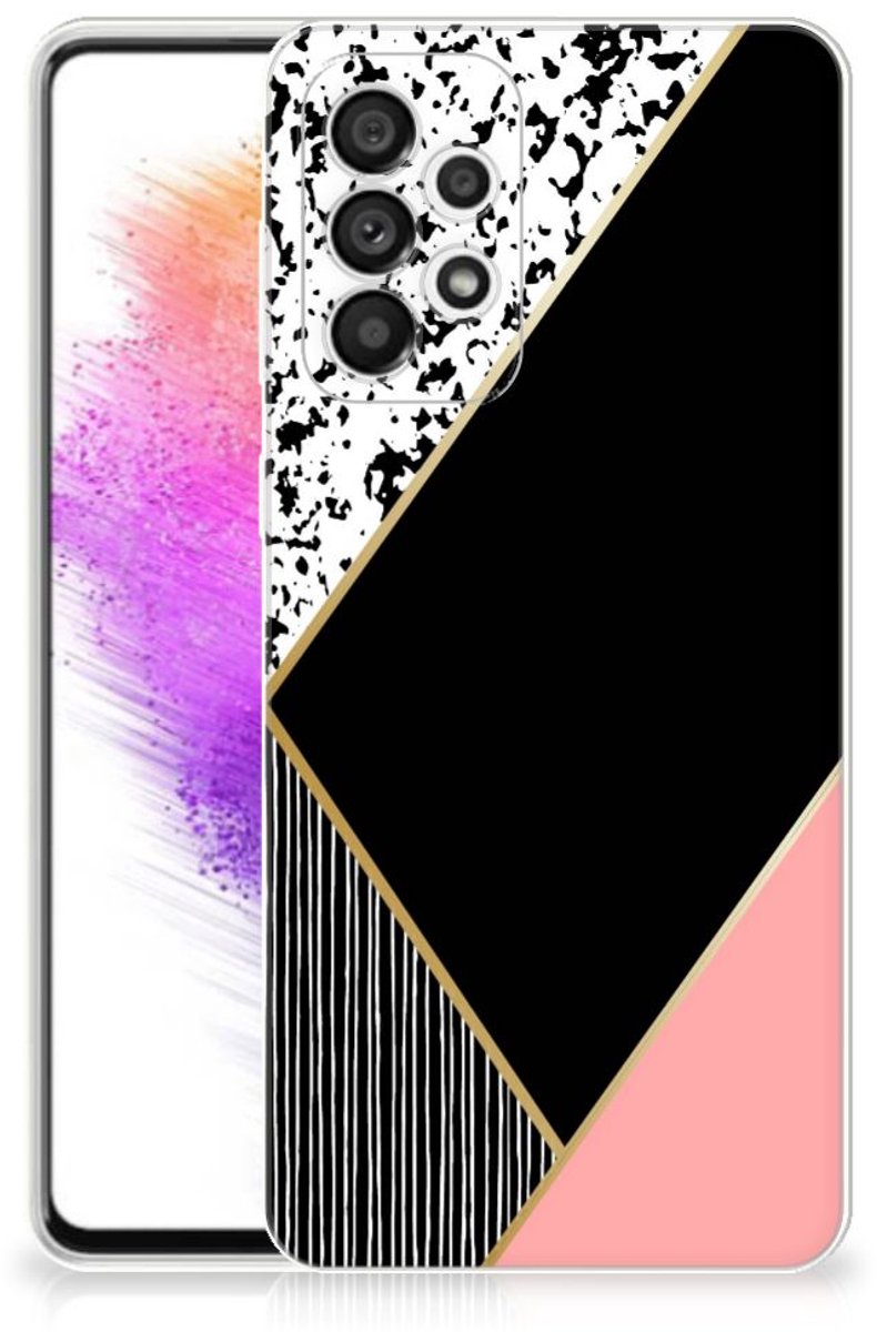 Samsung Galaxy A73 5G TPU Hoesje Zwart Roze Vormen