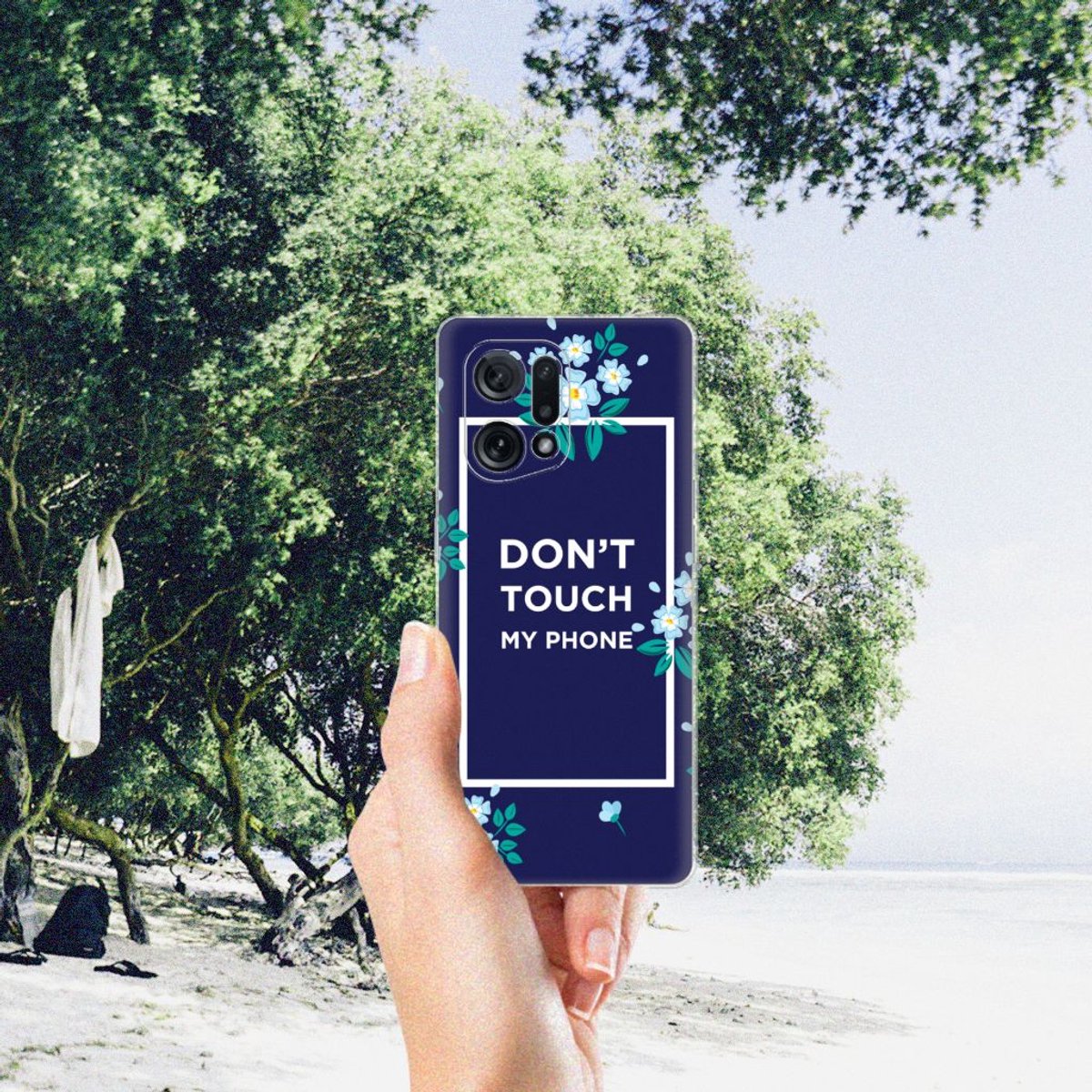OPPO Find X5 Silicone-hoesje Flowers Blue DTMP