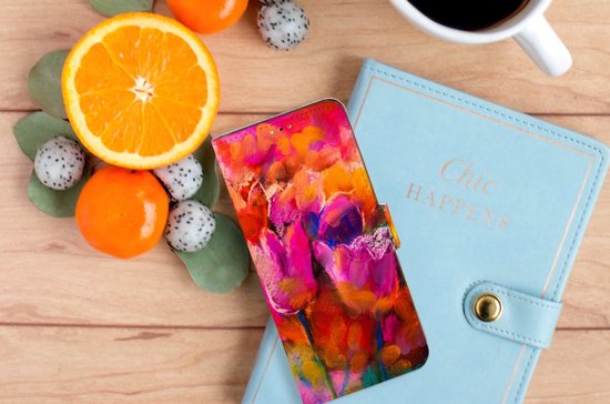 Coque OPPO A17 Cuir PU Premium Housse Portefeuille Coque pour Tulipes