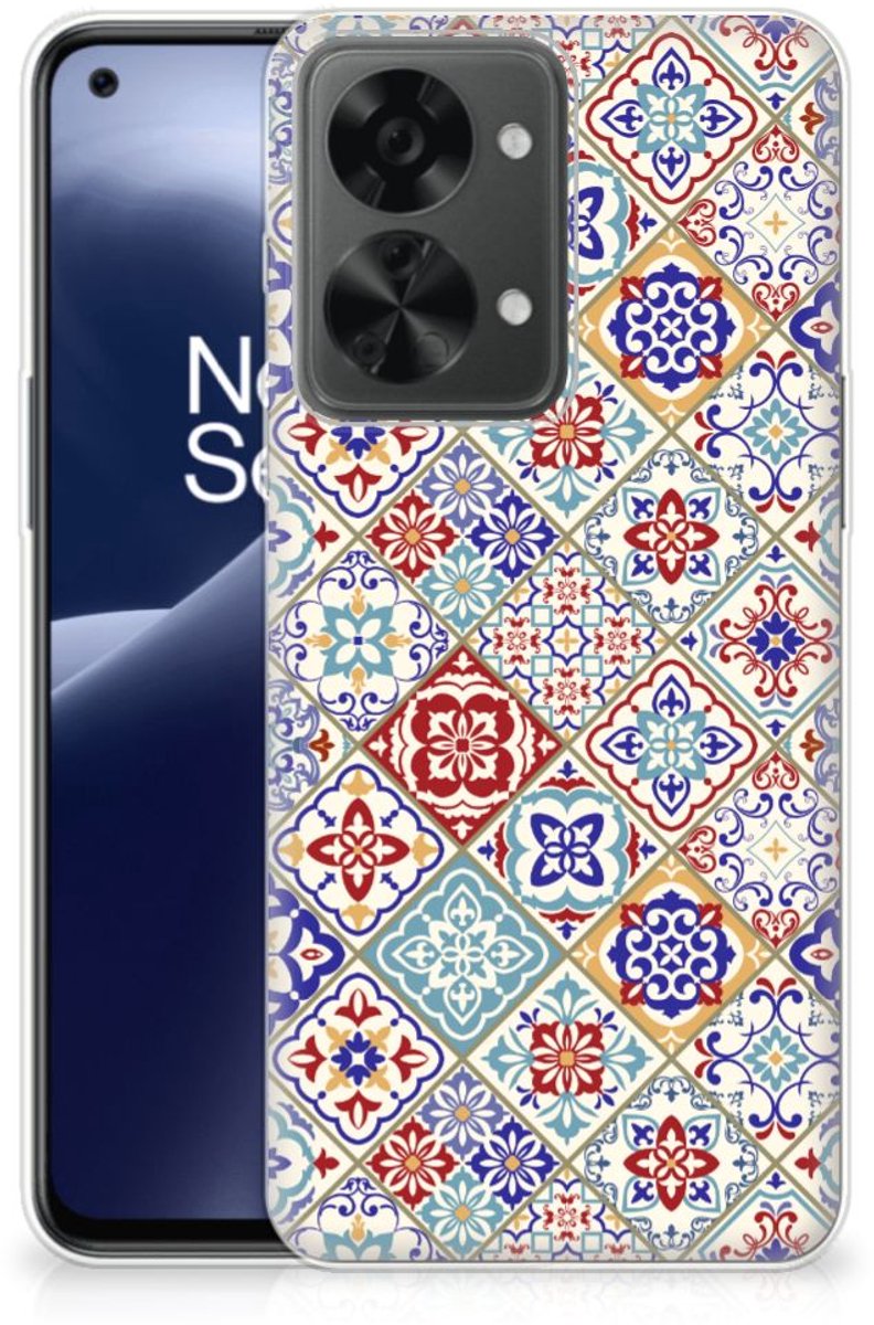 OnePlus Nord 2T TPU Siliconen Hoesje Tiles Color