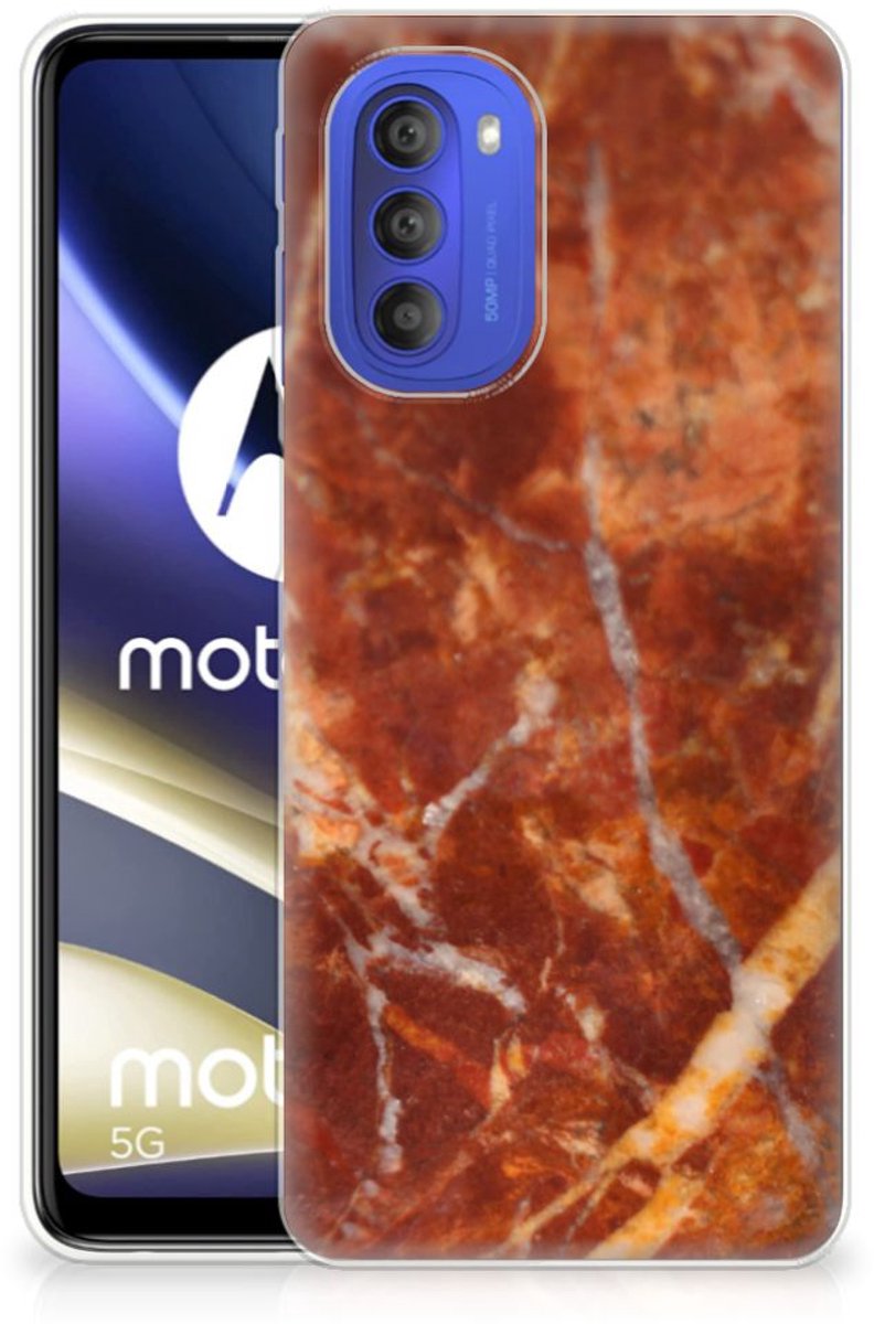 Motorola Moto G51 5G TPU Siliconen Hoesje Marmer Bruin
