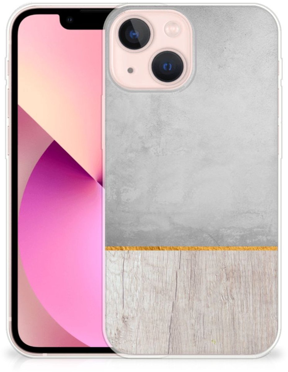 iPhone 13 mini Bumper Hoesje Wood Concrete