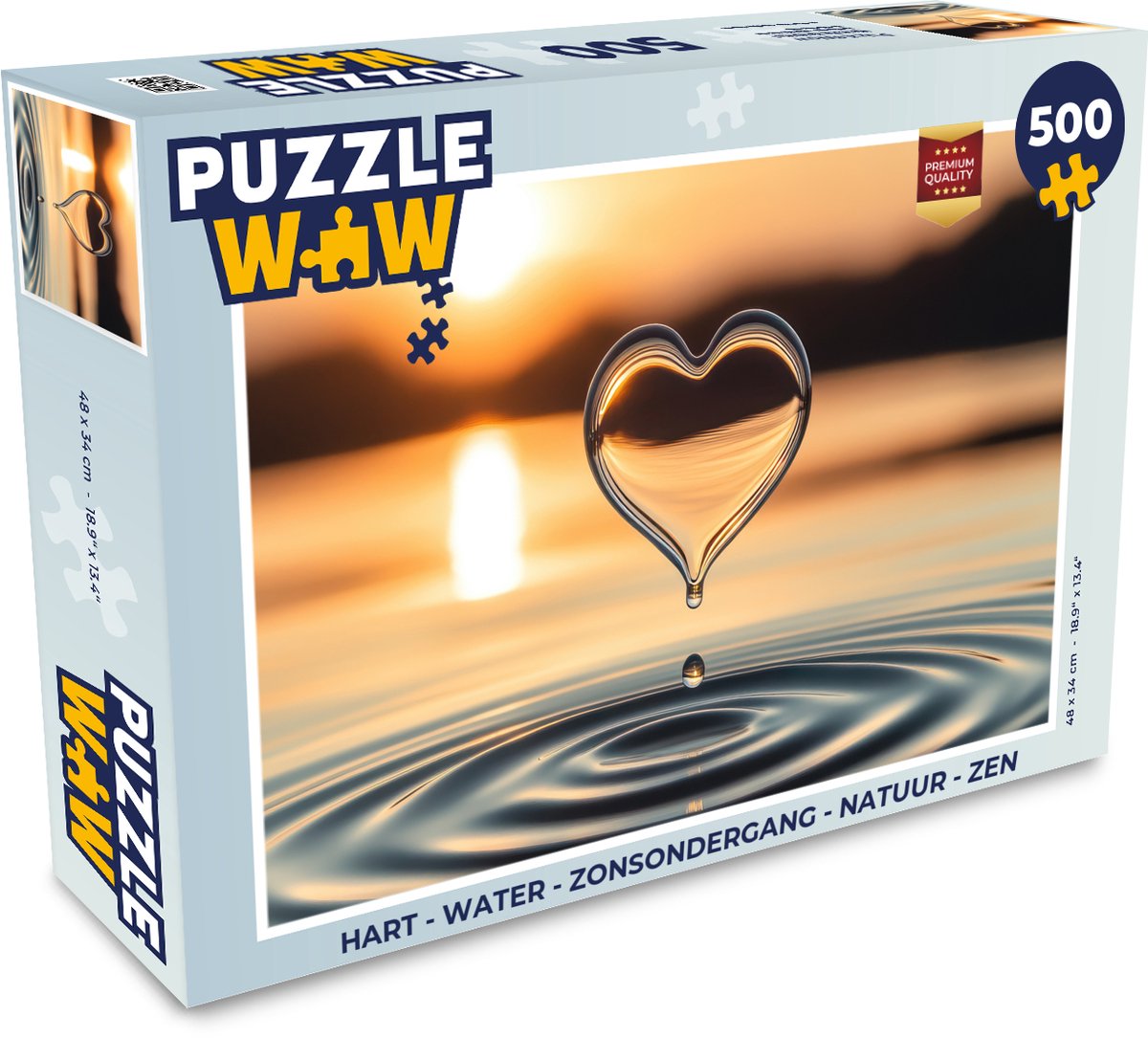 Puzzel Hart - Water - Zonsondergang - Natuur - Zen - Legpuzzel - Puzzel 500 stukjes