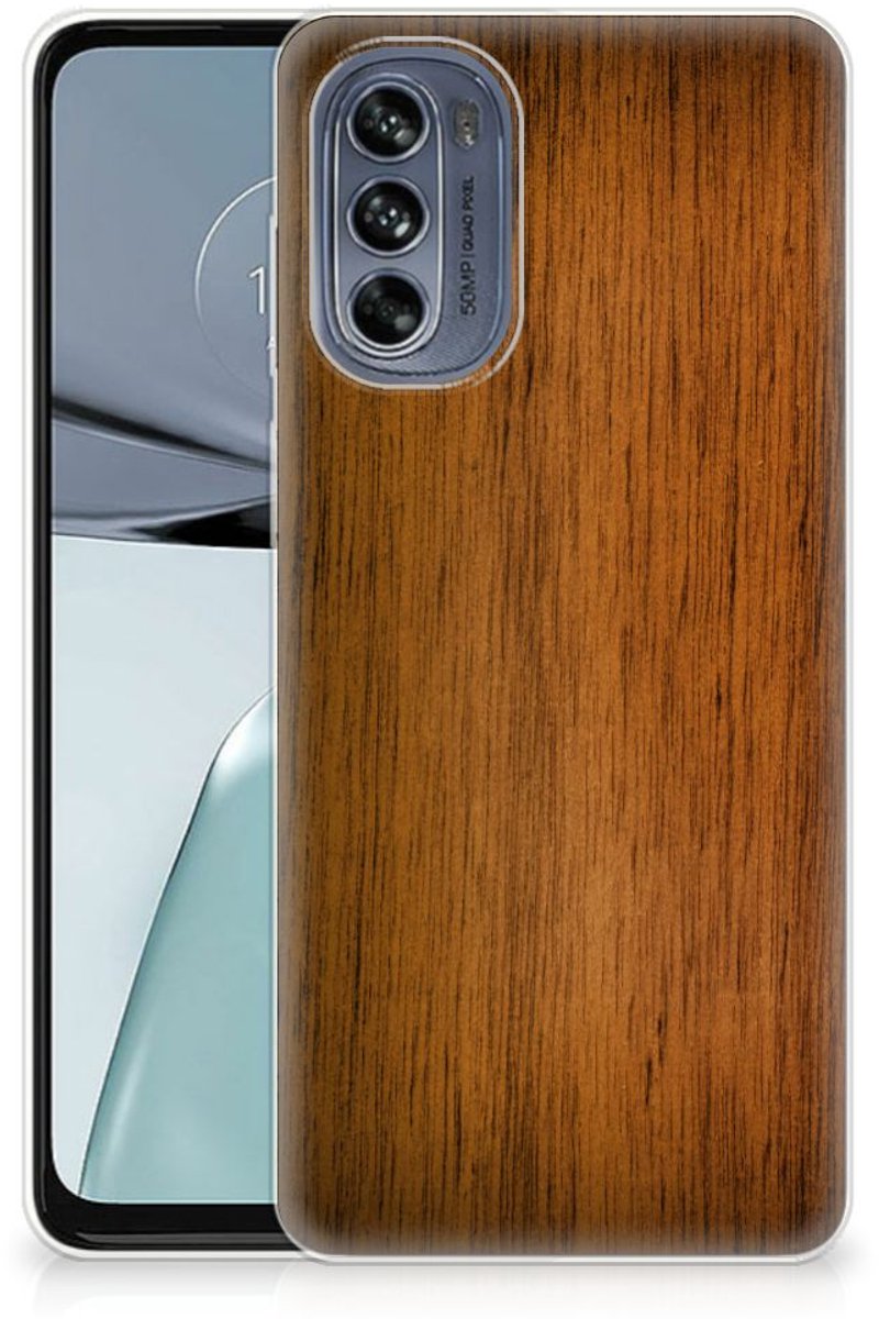 Motorola Moto G62 5G Bumper Hoesje Donker Hout