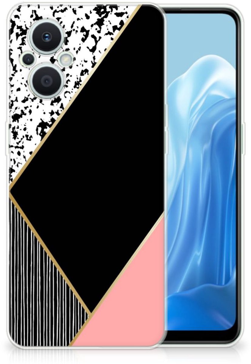 OPPO Reno8 Lite TPU Hoesje Zwart Roze Vormen
