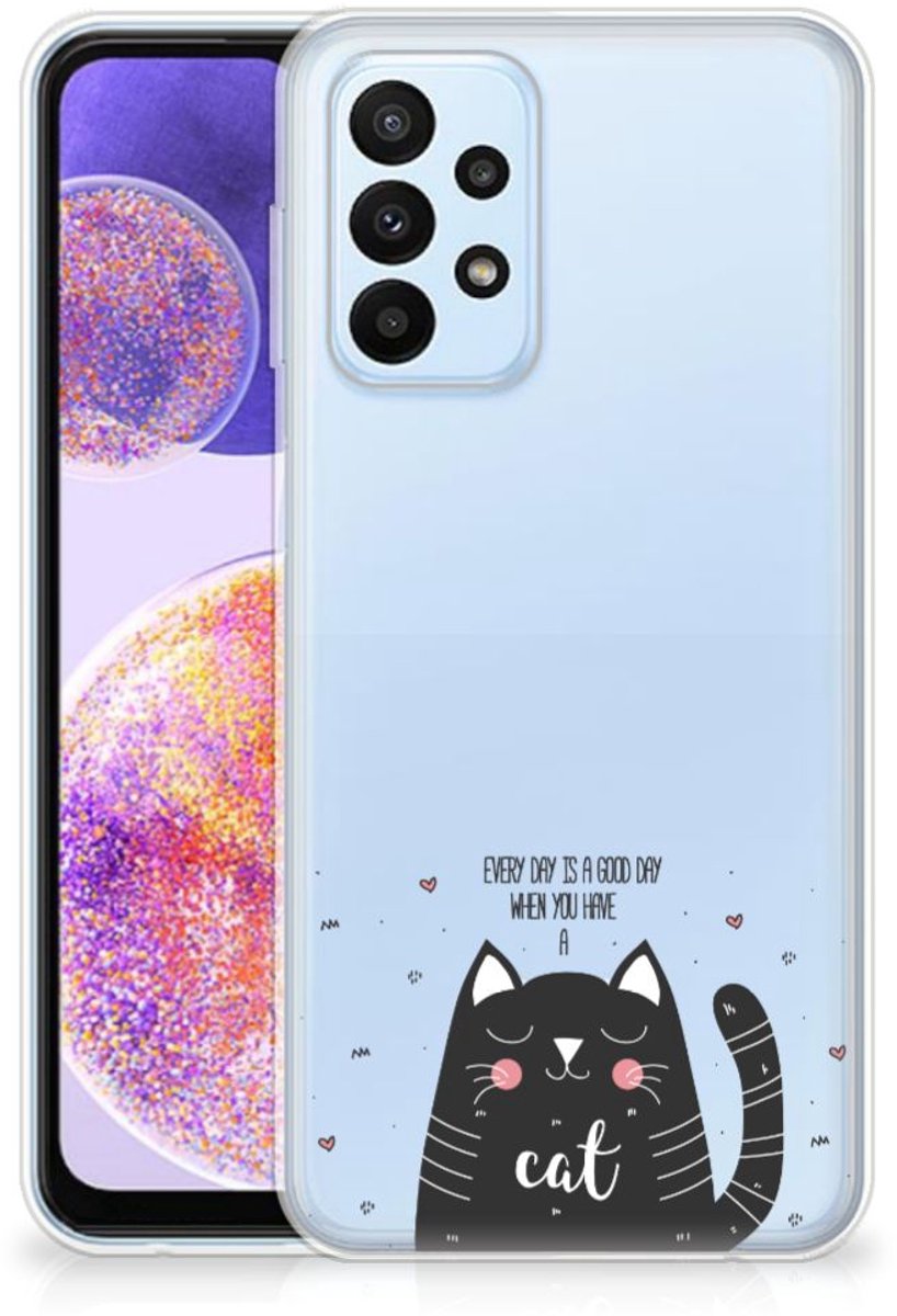 Samsung Galaxy A23 Telefoonhoesje met Naam Cat Good Day