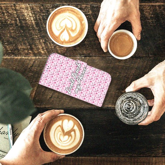 Etui Housse pour iPhone 14 Pro Max Coque Téléphone Fleurs Roses Do Not Touch My Phone