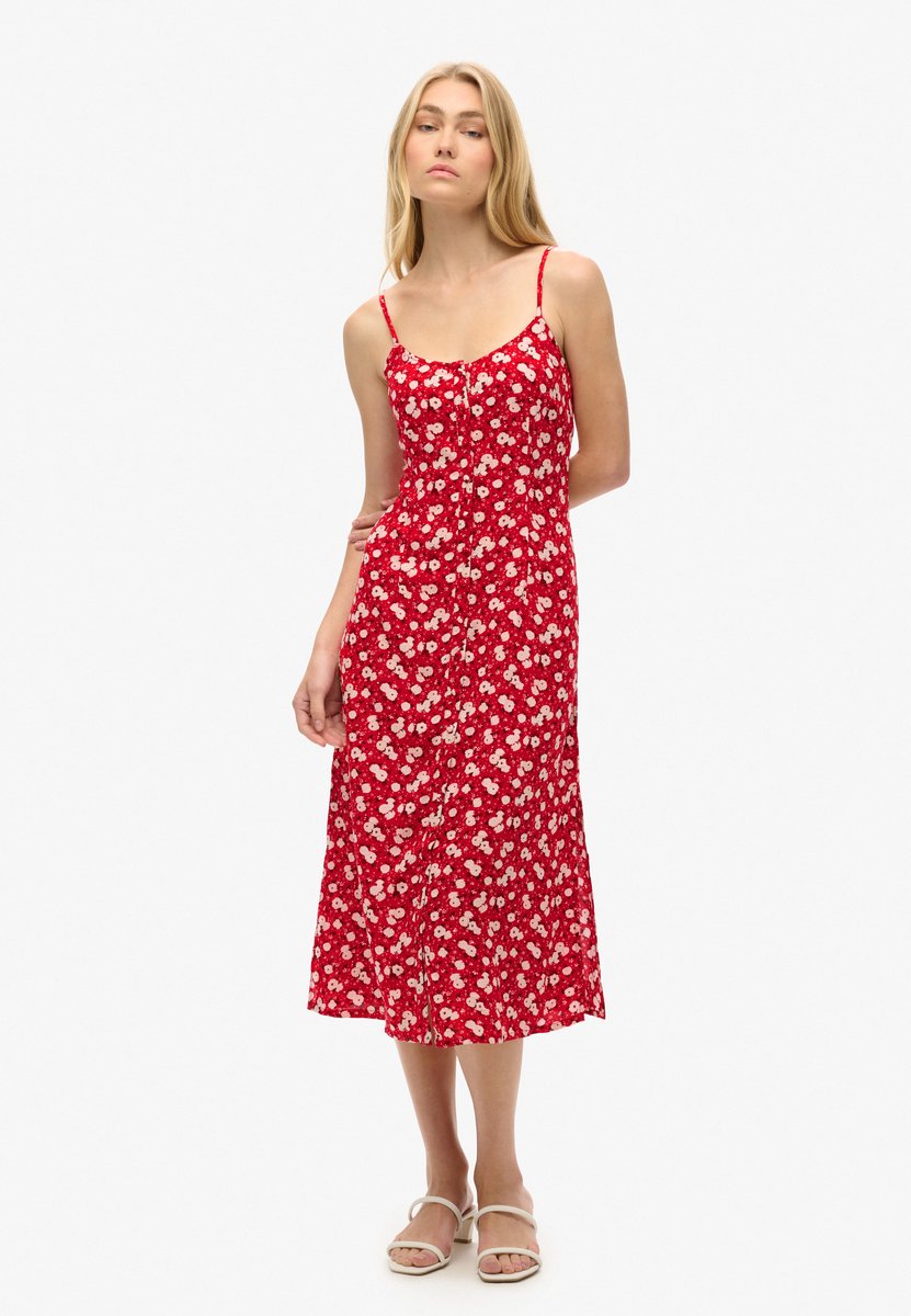Superdry Cami midi-jurk met knoopsluiting en Dames Jurken Rose Ditsy Print
